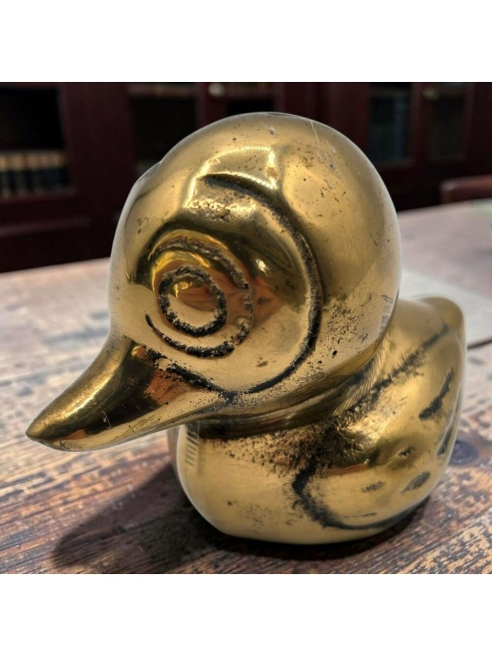 Vintage Brass Duck Figurine Paperweight Patina Finish 2.5 Inches